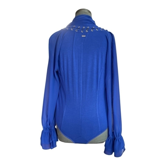 Womens Bodysuit MARCIANO Daria Lace-up Bodysuit Mesh Long Sleeve Body - Picture 4 of 8